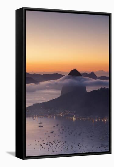 Sugarloaf Mountain (Pao De Acucar) at Dawn, Rio De Janeiro, Brazil, South America-Ian Trower-Framed Stretched Canvas