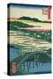 Sugatami Bridge, Omokage Bridge and Jariba at Takata, from the Series 'One Hundred Famous Views…-Ando Hiroshige-Stretched Canvas