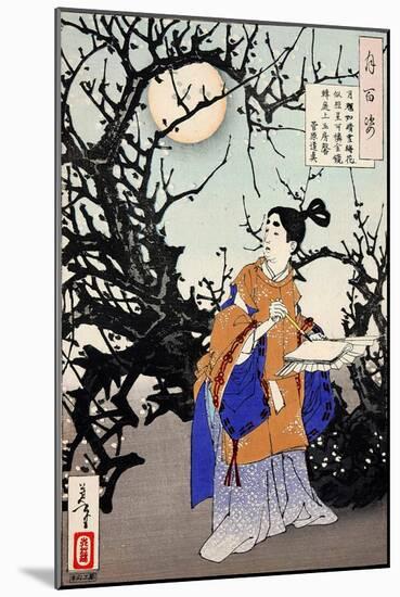 Sugawara No Michizane, One Hundred Aspects of the Moon-Yoshitoshi Tsukioka-Mounted Giclee Print
