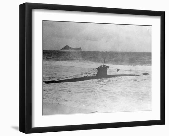 Suicide Submarine Washed up on Beach-null-Framed Photographic Print