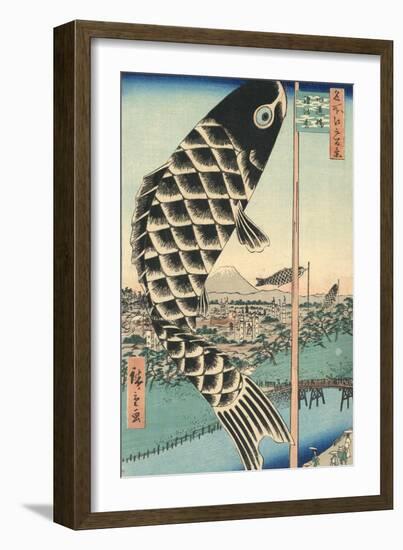 Suido Bridge and Suruga Hill-Ando Hiroshige-Framed Art Print
