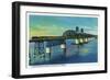 Suisun Bay, California - View of the Martinez-Benicia Bridge, c.1936-Lantern Press-Framed Art Print