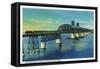 Suisun Bay, California - View of the Martinez-Benicia Bridge, c.1936-Lantern Press-Framed Stretched Canvas