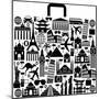 Suitcase Composed from Different Travel Elements. Black and White Picture-VLADGRIN-Mounted Art Print