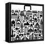 Suitcase Composed from Different Travel Elements. Black and White Picture-VLADGRIN-Framed Stretched Canvas