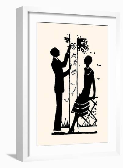 Suitor Pulls a Heart from a Trellis-Maxfield Parrish-Framed Art Print