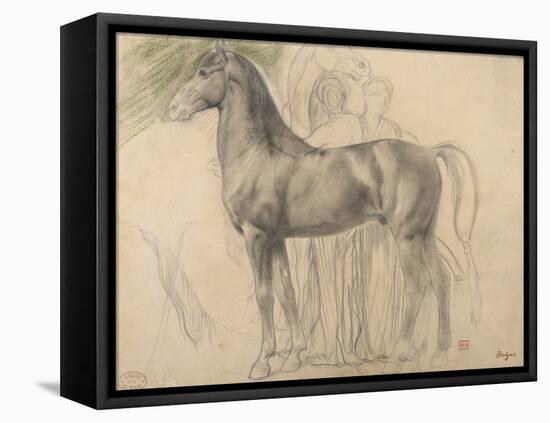 Suivantes de Sémiramis et cheval, étude pour Sémiramis-Edgar Degas-Framed Stretched Canvas