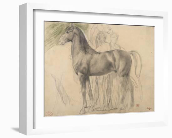 Suivantes de Sémiramis et cheval, étude pour Sémiramis-Edgar Degas-Framed Giclee Print