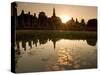 Sukhothai Ruins and Sunset Reflected in Lotus Pond, Thailand-Gavriel Jecan-Stretched Canvas