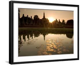 Sukhothai Ruins and Sunset Reflected in Lotus Pond, Thailand-Gavriel Jecan-Framed Photographic Print