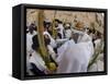 Sukot Festival, Jews in Prayer Shawls Holding Lulav and Etrog, Praying by the Western Wall, Israel-Eitan Simanor-Framed Stretched Canvas