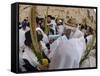 Sukot Festival, Jews in Prayer Shawls Holding Lulav and Etrog, Praying by the Western Wall, Israel-Eitan Simanor-Framed Stretched Canvas