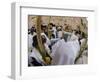 Sukot Festival, Jews in Prayer Shawls Holding Lulav and Etrog, Praying by the Western Wall, Israel-Eitan Simanor-Framed Photographic Print