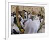 Sukot Festival, Jews in Prayer Shawls Holding Lulav and Etrog, Praying by the Western Wall, Israel-Eitan Simanor-Framed Photographic Print