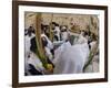 Sukot Festival, Jews in Prayer Shawls Holding Lulav and Etrog, Praying by the Western Wall, Israel-Eitan Simanor-Framed Photographic Print