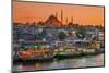 Suleymaniye Mosque and City Skyline at Sunset, Istanbul, Turkey-Stefano Politi Markovina-Mounted Premium Photographic Print