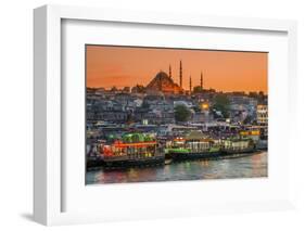 Suleymaniye Mosque and City Skyline at Sunset, Istanbul, Turkey-Stefano Politi Markovina-Framed Photographic Print