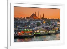 Suleymaniye Mosque and City Skyline at Sunset, Istanbul, Turkey-Stefano Politi Markovina-Framed Photographic Print
