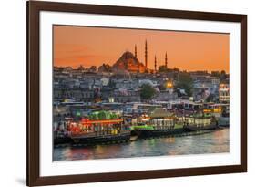 Suleymaniye Mosque and City Skyline at Sunset, Istanbul, Turkey-Stefano Politi Markovina-Framed Photographic Print