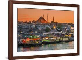 Suleymaniye Mosque and City Skyline at Sunset, Istanbul, Turkey-Stefano Politi Markovina-Framed Photographic Print