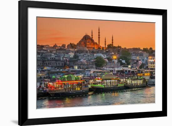 Suleymaniye Mosque and City Skyline at Sunset, Istanbul, Turkey-Stefano Politi Markovina-Framed Photographic Print