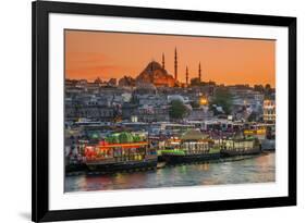 Suleymaniye Mosque and City Skyline at Sunset, Istanbul, Turkey-Stefano Politi Markovina-Framed Photographic Print