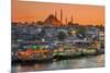 Suleymaniye Mosque and City Skyline at Sunset, Istanbul, Turkey-Stefano Politi Markovina-Mounted Photographic Print