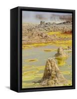 Sulfuric acid pond and fumarole at Dallol maar in Ethiopia-Christophe Boisvieux-Framed Stretched Canvas