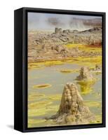 Sulfuric acid pond and fumarole at Dallol maar in Ethiopia-Christophe Boisvieux-Framed Stretched Canvas