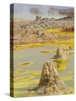 Sulfuric acid pond and fumarole at Dallol maar in Ethiopia-Christophe Boisvieux-Stretched Canvas