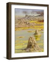 Sulfuric acid pond and fumarole at Dallol maar in Ethiopia-Christophe Boisvieux-Framed Photographic Print