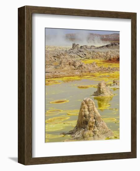 Sulfuric acid pond and fumarole at Dallol maar in Ethiopia-Christophe Boisvieux-Framed Photographic Print