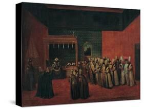 Sultan Ahmed III Receiving a European Ambassador, 1720S-Jean-Baptiste Vanmour-Stretched Canvas
