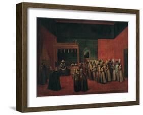 Sultan Ahmed III Receiving a European Ambassador, 1720S-Jean-Baptiste Vanmour-Framed Giclee Print