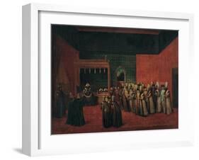 Sultan Ahmed III Receiving a European Ambassador, 1720S-Jean-Baptiste Vanmour-Framed Giclee Print