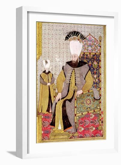 Sultan Ahmet III and the Heir to the Throne-Levni-Framed Giclee Print