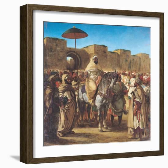 Sultan of Morocco, Leaving His Palace of Meknes with His Entourage, March 1832, 1845-Eugene Delacroix-Framed Giclee Print