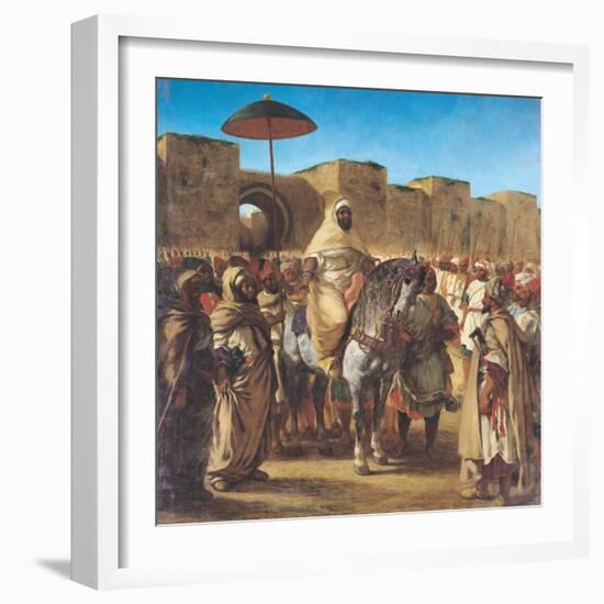 Sultan of Morocco, Leaving His Palace of Meknes with His Entourage, March 1832, 1845-Eugene Delacroix-Framed Giclee Print