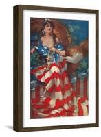 Sultry Siren Wrapped in Flag-null-Framed Art Print