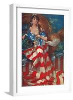 Sultry Siren Wrapped in Flag-null-Framed Art Print