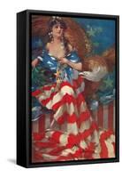 Sultry Siren Wrapped in Flag-null-Framed Stretched Canvas