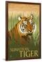 Sumatran Tiger - Lithograph Series-Lantern Press-Framed Art Print