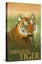 Sumatran Tiger - Lithograph Series-Lantern Press-Stretched Canvas