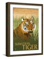 Sumatran Tiger - Lithograph Series-Lantern Press-Framed Art Print