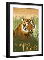 Sumatran Tiger - Lithograph Series-Lantern Press-Framed Art Print