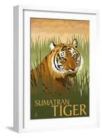 Sumatran Tiger - Lithograph Series-Lantern Press-Framed Art Print