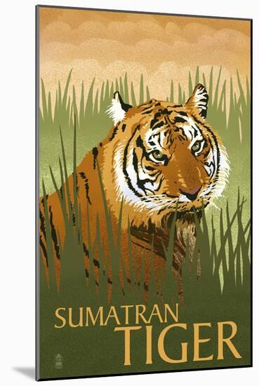 Sumatran Tiger - Lithograph Series-Lantern Press-Mounted Art Print