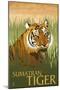 Sumatran Tiger - Lithograph Series-Lantern Press-Mounted Art Print