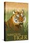 Sumatran Tiger - Lithograph Series-Lantern Press-Stretched Canvas