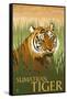 Sumatran Tiger - Lithograph Series-Lantern Press-Framed Stretched Canvas